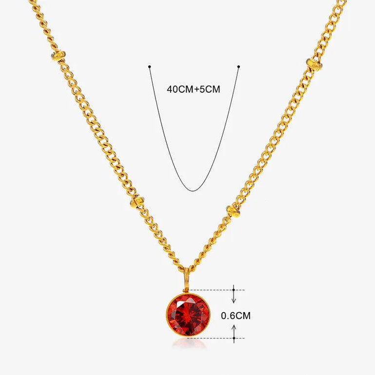 304 Stainless Steel Titanium Steel 18K Gold Plated Simple Style Plating Inlay Round Rhinestones Pendant Necklace