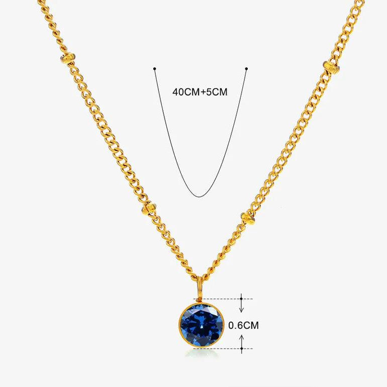 304 Stainless Steel Titanium Steel 18K Gold Plated Simple Style Plating Inlay Round Rhinestones Pendant Necklace