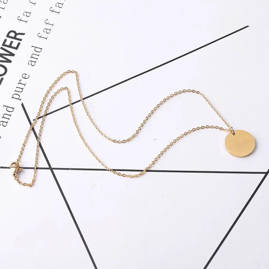 Stainless Steel 18K Gold Plated Simple Style Polishing Round None Pendant Necklace