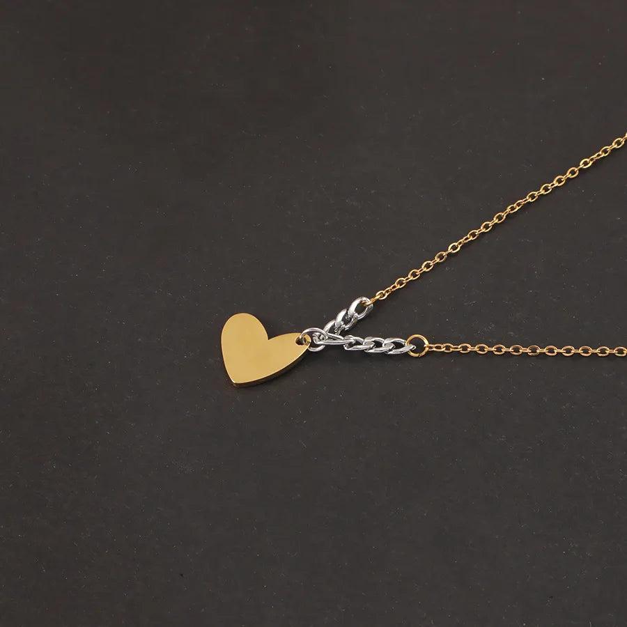 Casual Simple Style U Shape 304 Stainless Steel 18K Gold Plated Mixed Metal Pendant Necklace