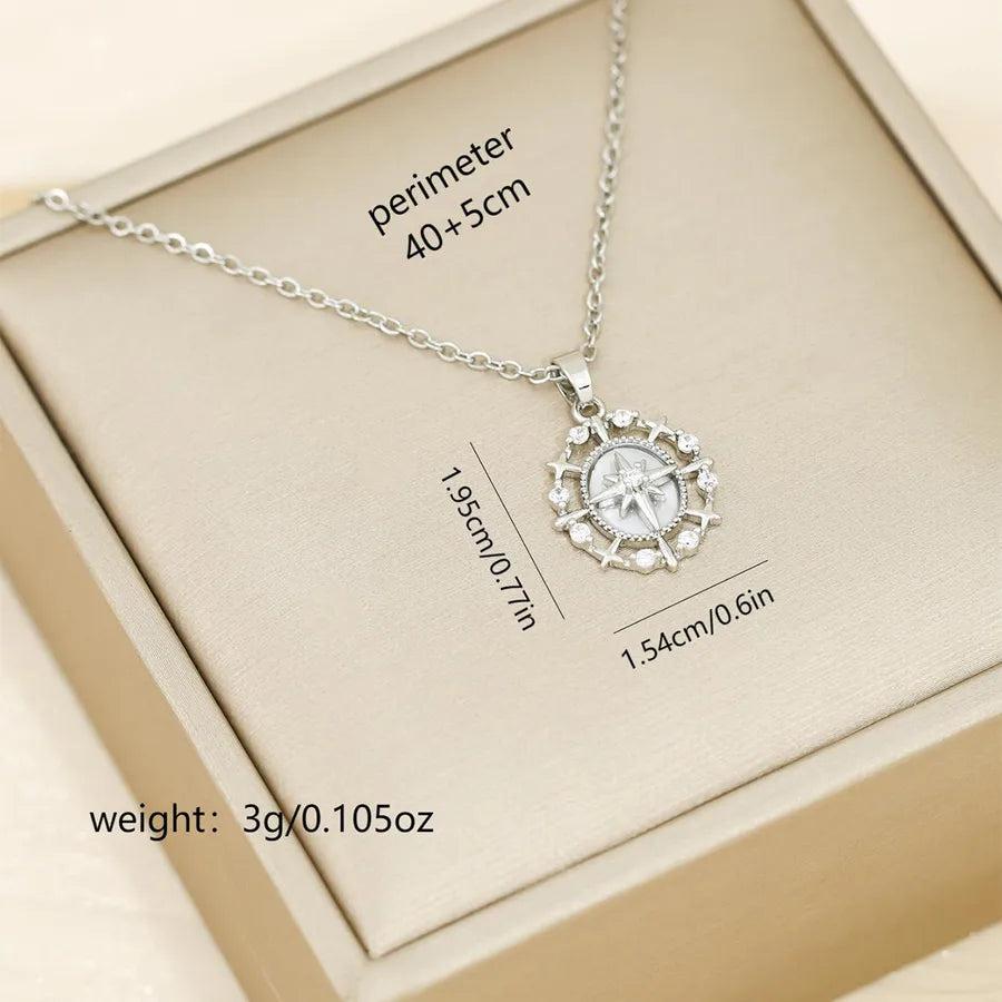 Elegant Hexagram 304 Stainless Steel Copper 18K Gold Plated Pendant Necklace O-shaped chain