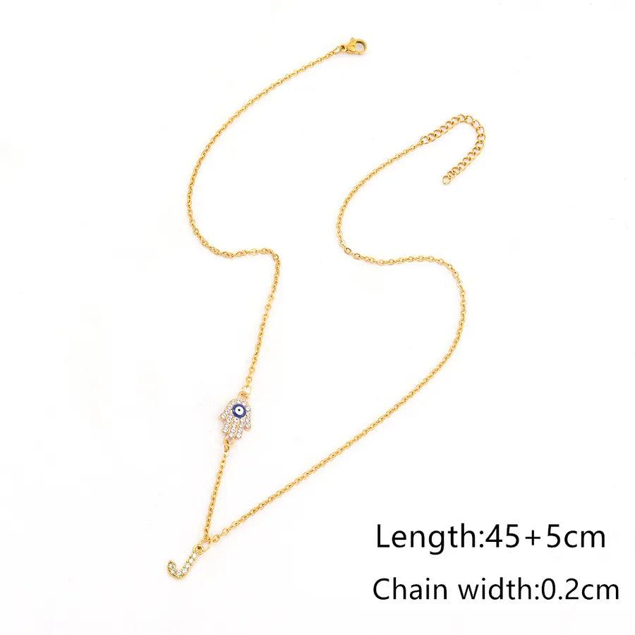 Elegant Simple Style Classic Style Letter 201 Stainless Steel Copper Zircon Inlay Pendant Necklace