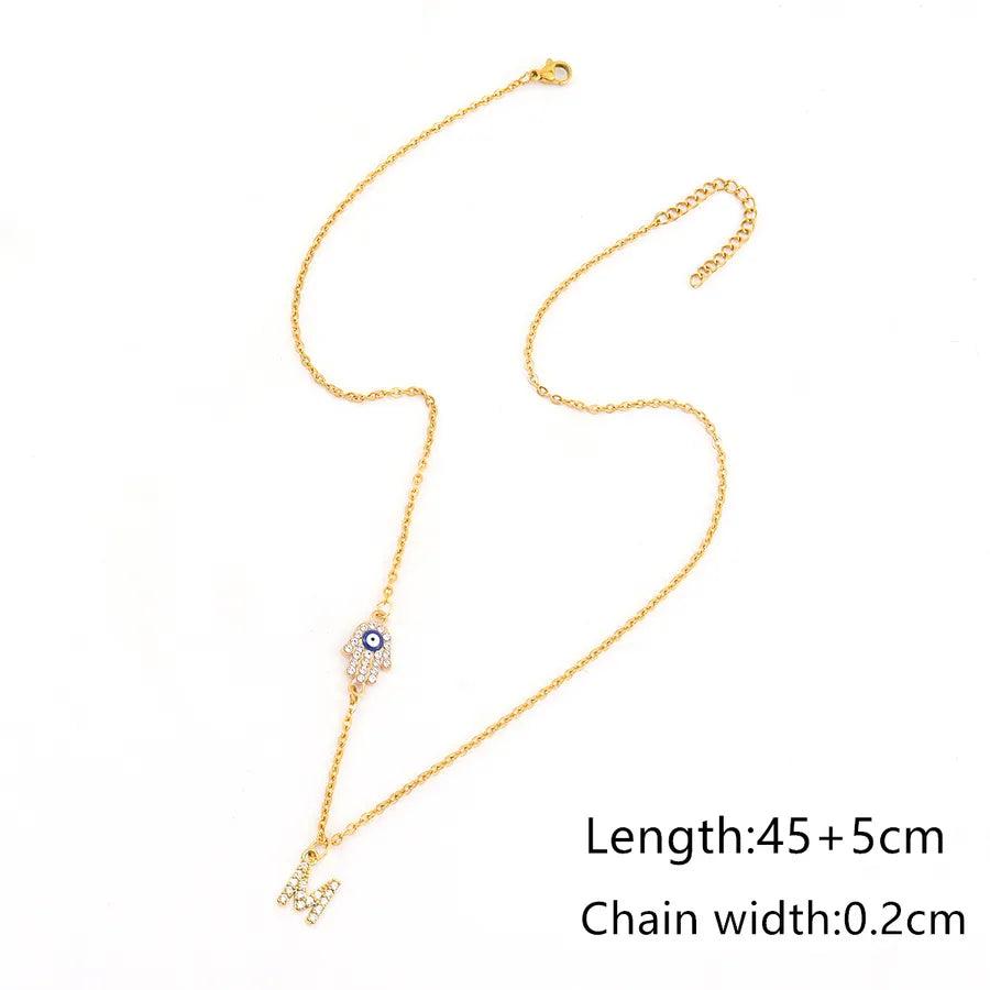 Elegant Simple Style Classic Style Letter 201 Stainless Steel Copper Zircon Inlay Pendant Necklace