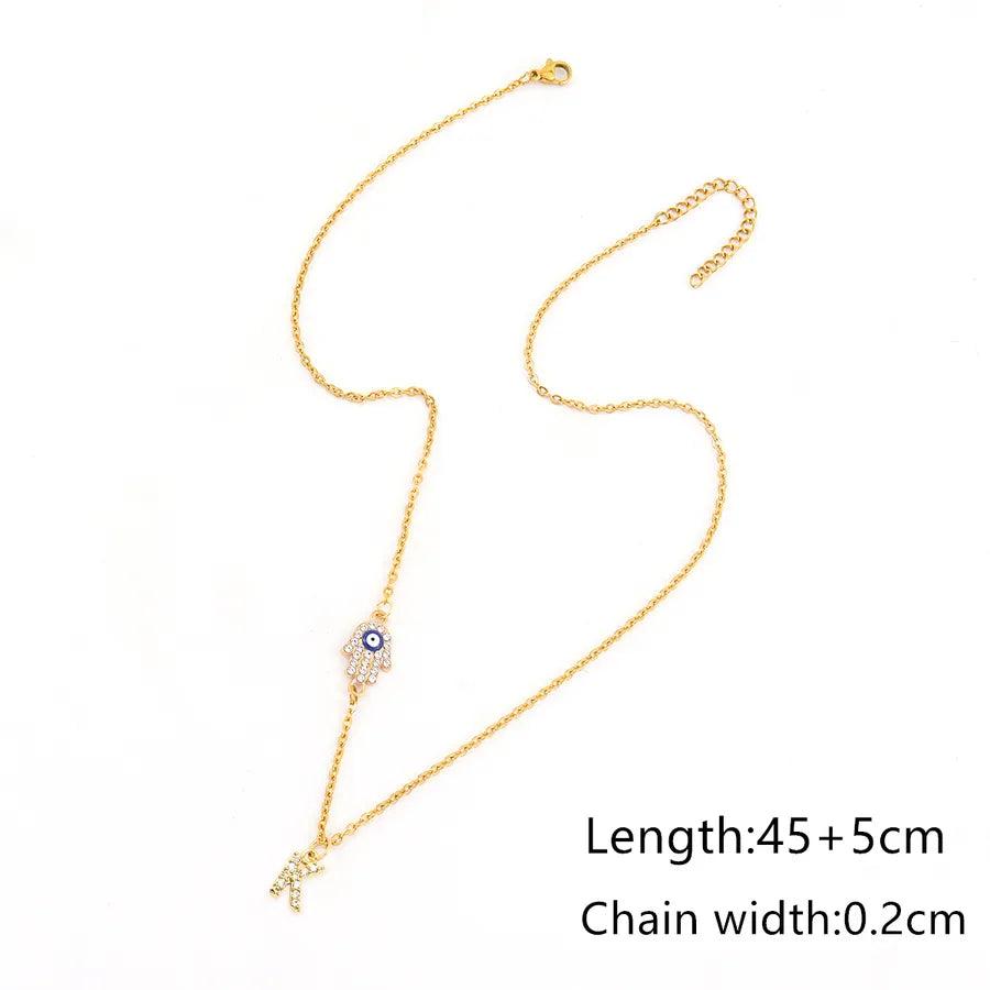Elegant Simple Style Classic Style Letter 201 Stainless Steel Copper Zircon Inlay Pendant Necklace