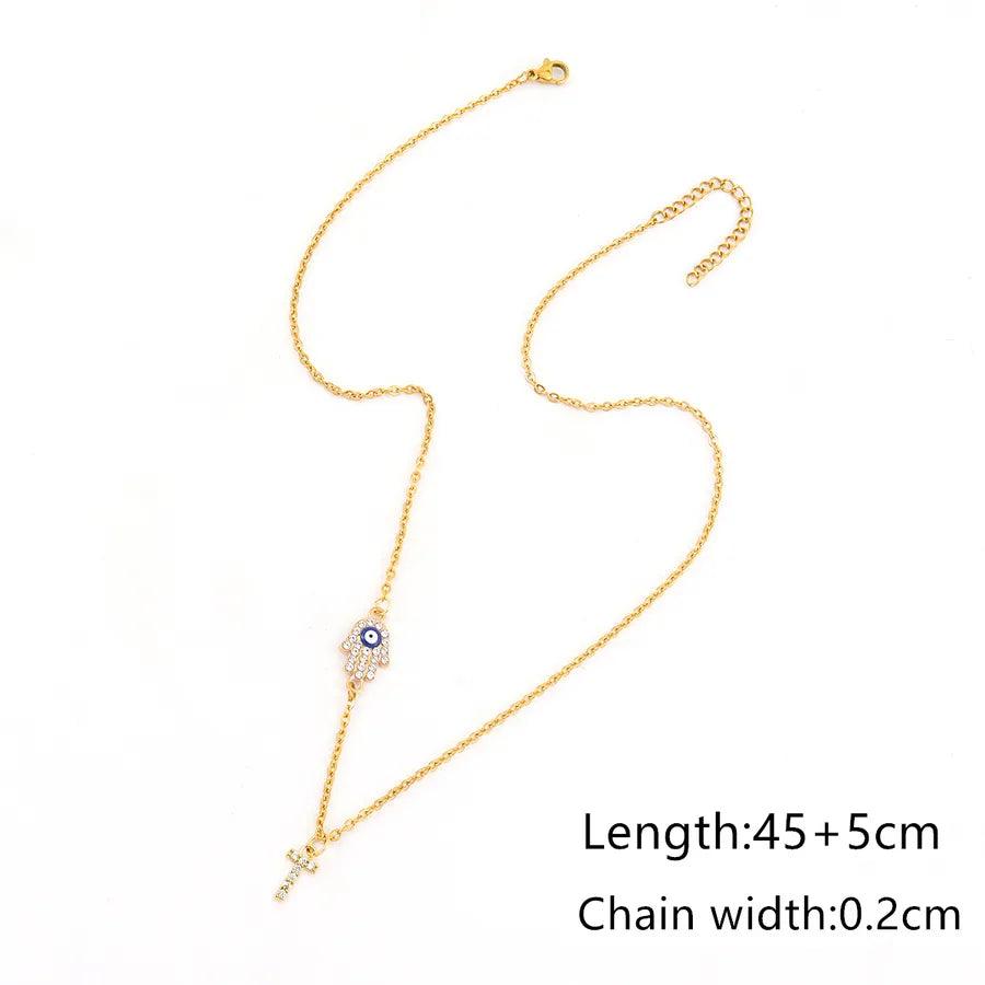 Elegant Simple Style Classic Style Letter 201 Stainless Steel Copper Zircon Inlay Pendant Necklace