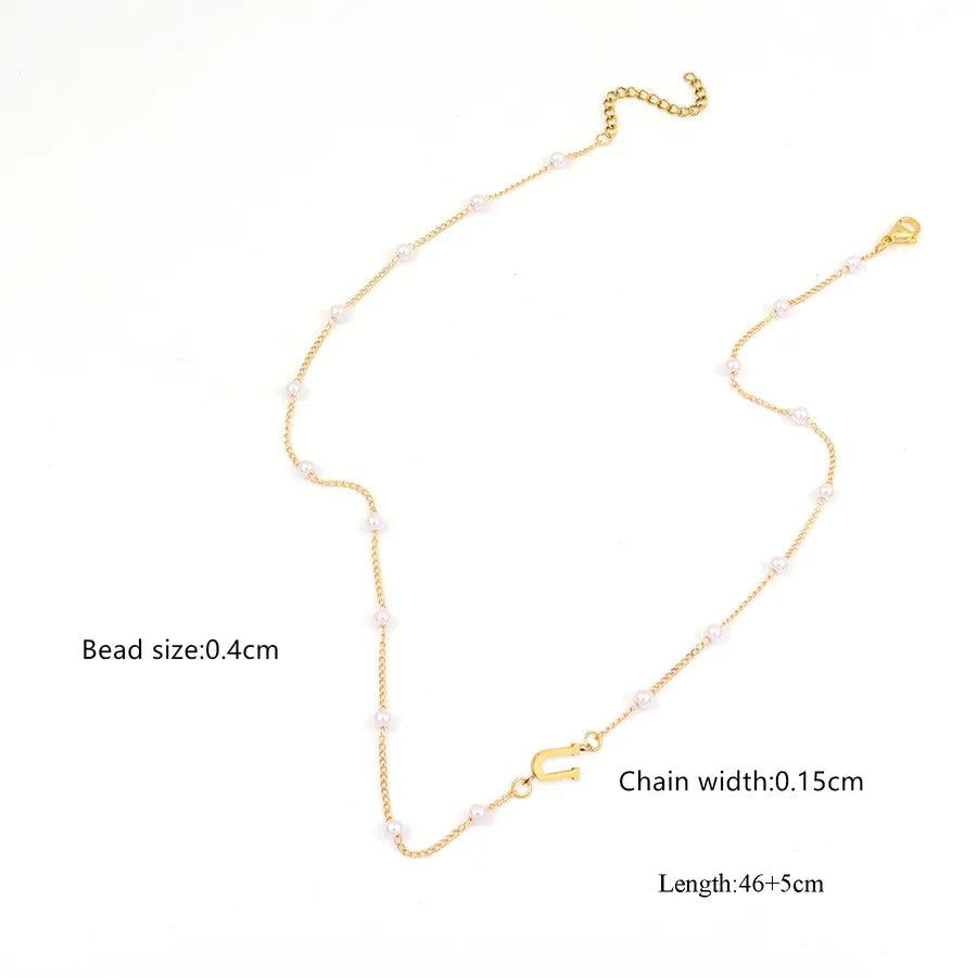 Elegant Simple Style Classic Style Letter 304 Stainless Steel Artificial Pearl Copper Pendant Necklace