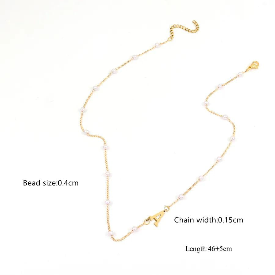 Elegant Simple Style Classic Style Letter 304 Stainless Steel Artificial Pearl Copper Pendant Necklace