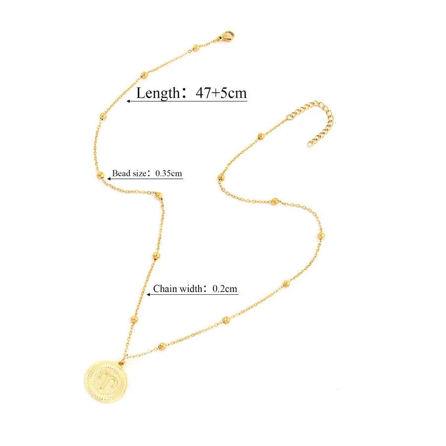 Elegant Simple Style Classic Style Round Constellation 201 Stainless Steel 304 Stainless Steel Pendant Necklace cable chain