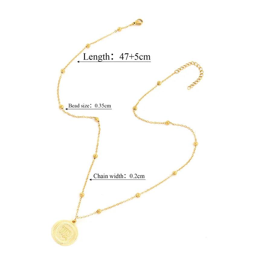 Elegant Simple Style Classic Style Round Constellation 201 Stainless Steel 304 Stainless Steel Pendant Necklace cable chain