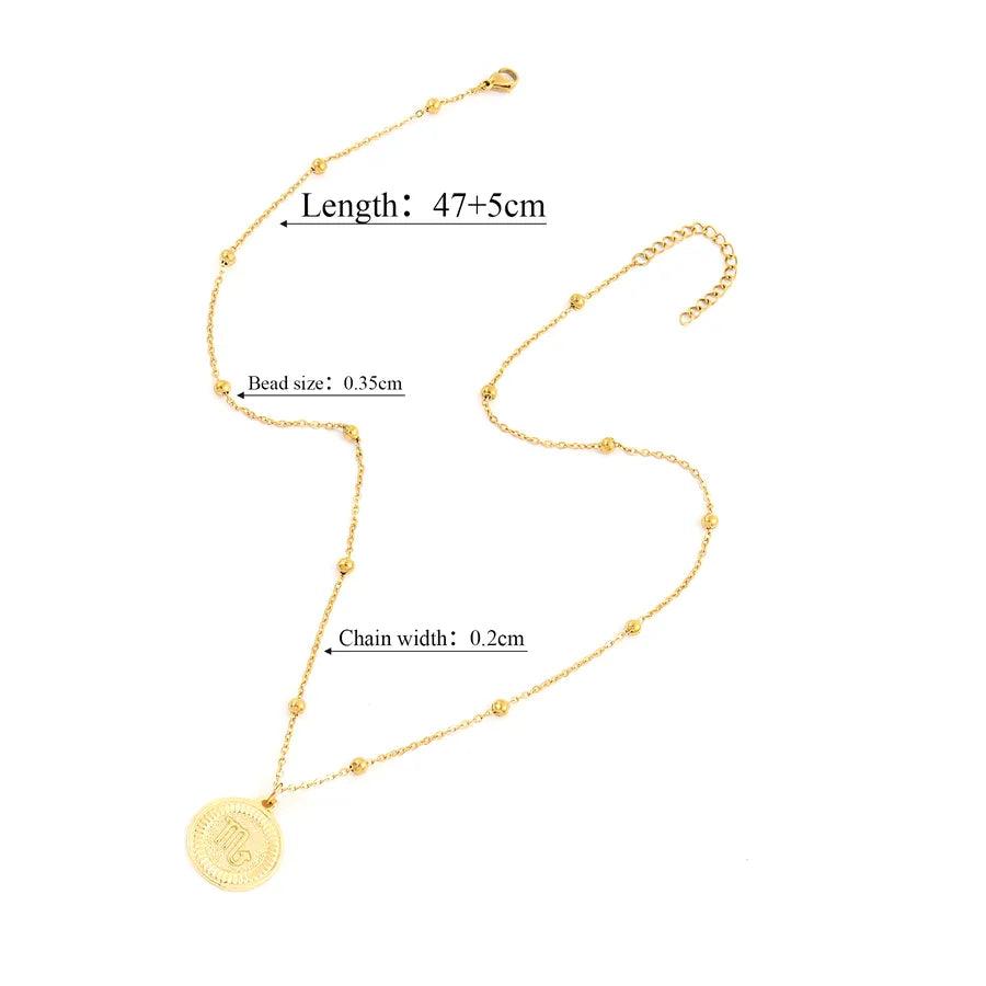 Elegant Simple Style Classic Style Round Constellation 201 Stainless Steel 304 Stainless Steel Pendant Necklace cable chain