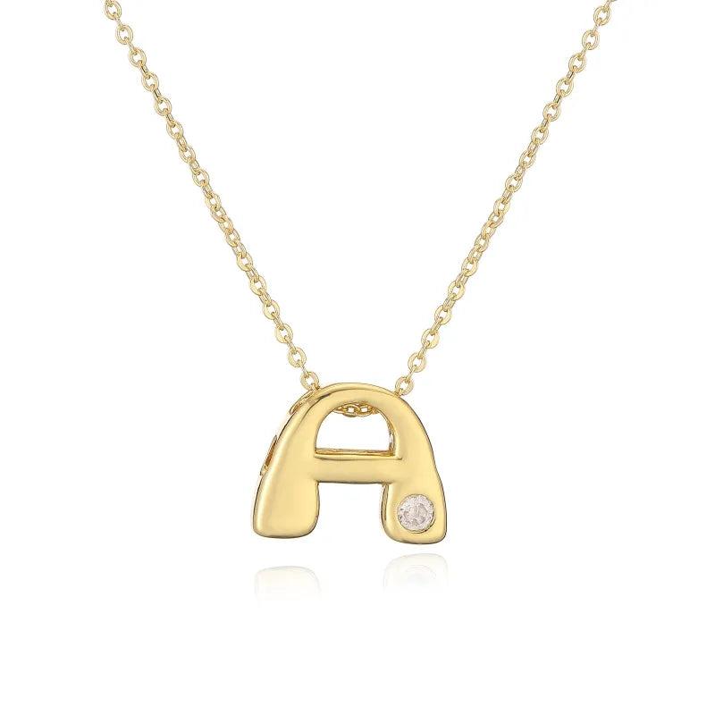 Hip-Hop Vintage Style Simple Style Letter Copper Zircon 18K Gold Plated Pendant Necklace cable chain