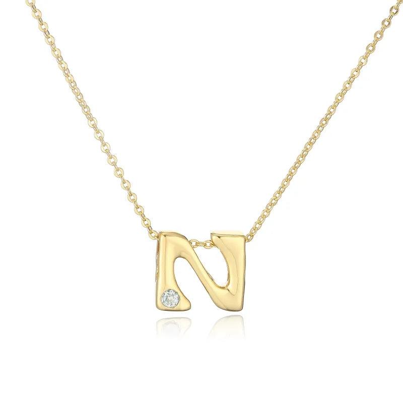 Hip-Hop Vintage Style Simple Style Letter Copper Zircon 18K Gold Plated Pendant Necklace cable chain