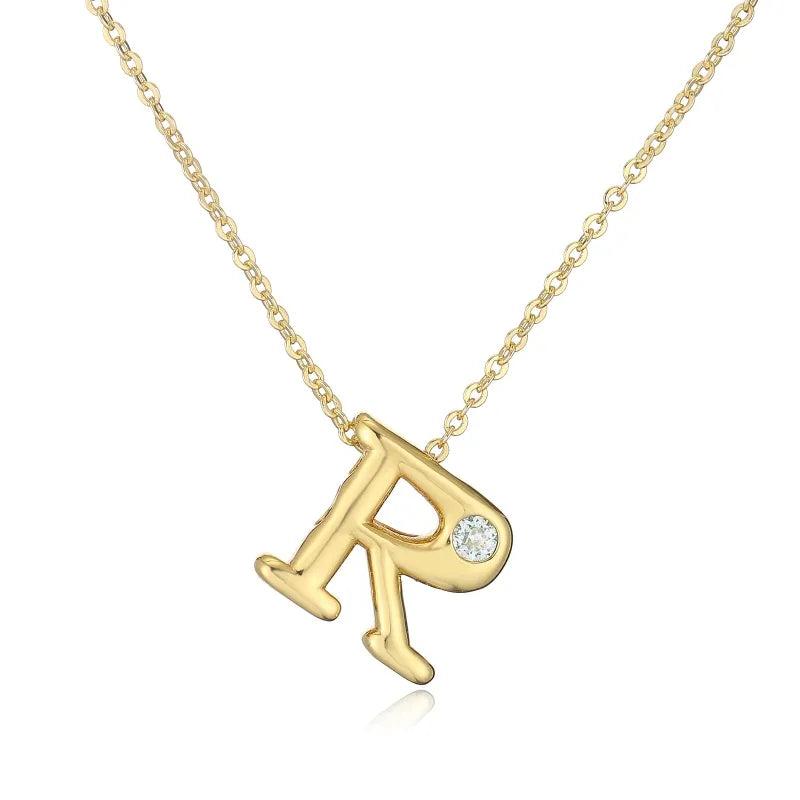 Hip-Hop Vintage Style Simple Style Letter Copper Zircon 18K Gold Plated Pendant Necklace cable chain