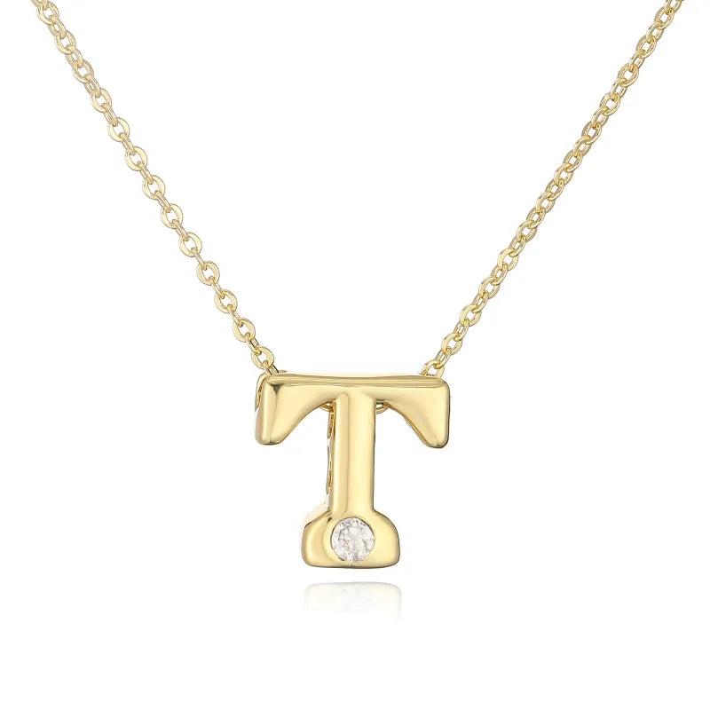 Hip-Hop Vintage Style Simple Style Letter Copper Zircon 18K Gold Plated Pendant Necklace cable chain