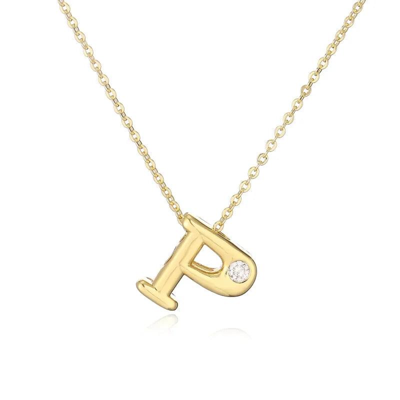 Hip-Hop Vintage Style Simple Style Letter Copper Zircon 18K Gold Plated Pendant Necklace cable chain