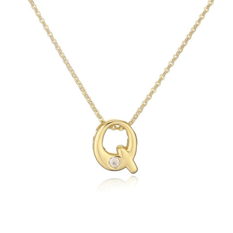 Hip-Hop Vintage Style Simple Style Letter Copper Zircon 18K Gold Plated Pendant Necklace cable chain