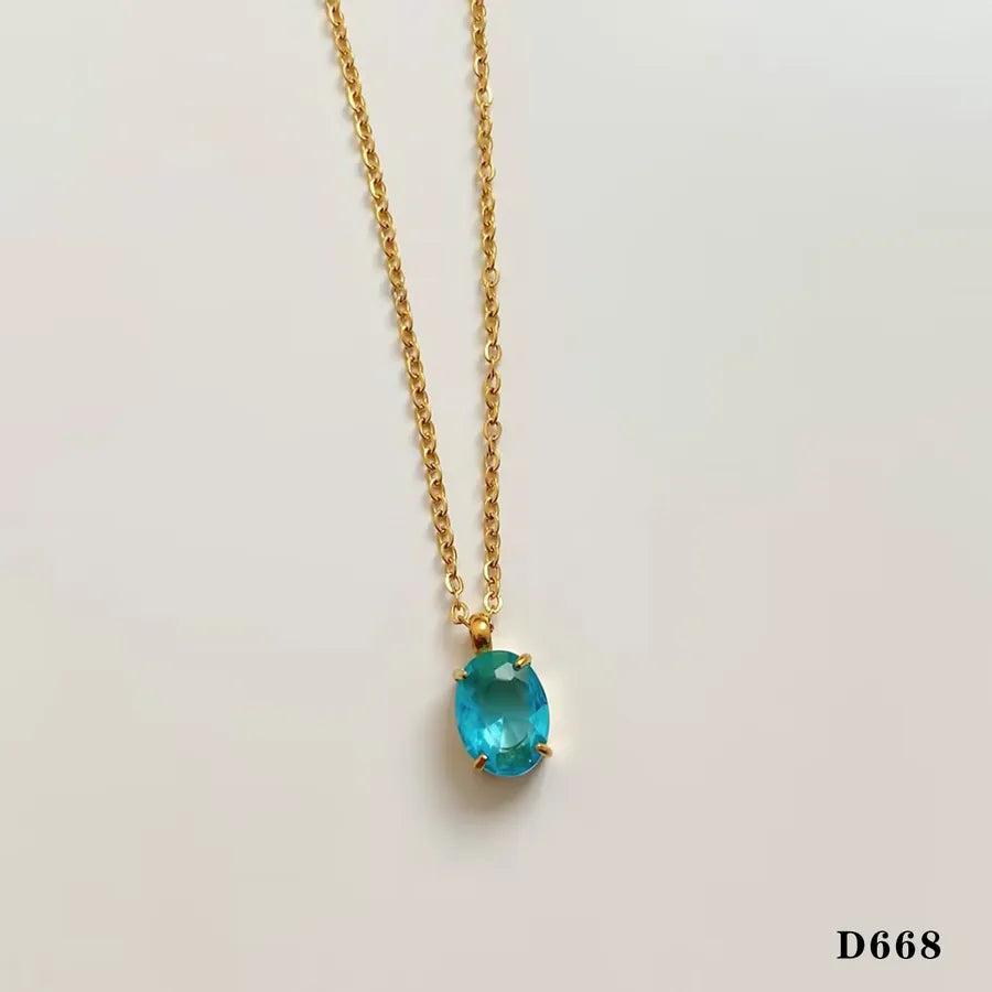 Modern Style Artistic Geometric 304 Stainless Steel Glass 16K Gold Plated White Gold Plated Gold Plated Plating Pendant Necklace