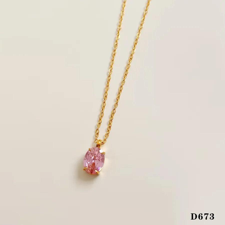 Modern Style Artistic Geometric 304 Stainless Steel Glass 16K Gold Plated White Gold Plated Gold Plated Plating Pendant Necklace
