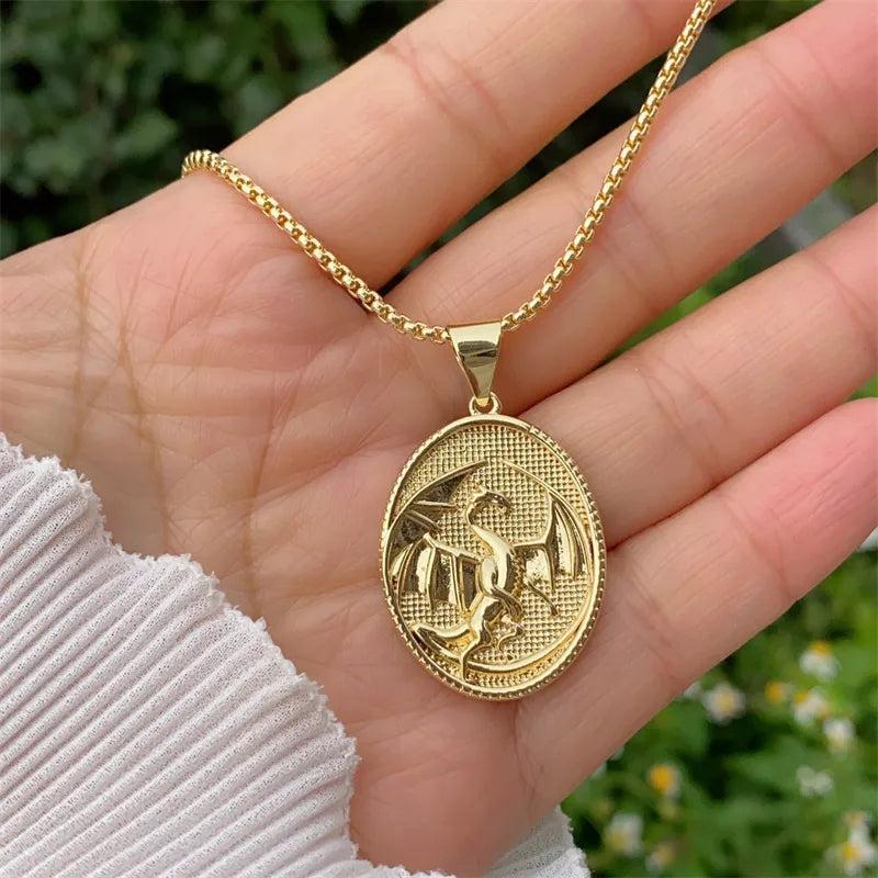 Retro Classic Style Virgin Mary Copper 18K Gold Plated box chain Pendant Necklace