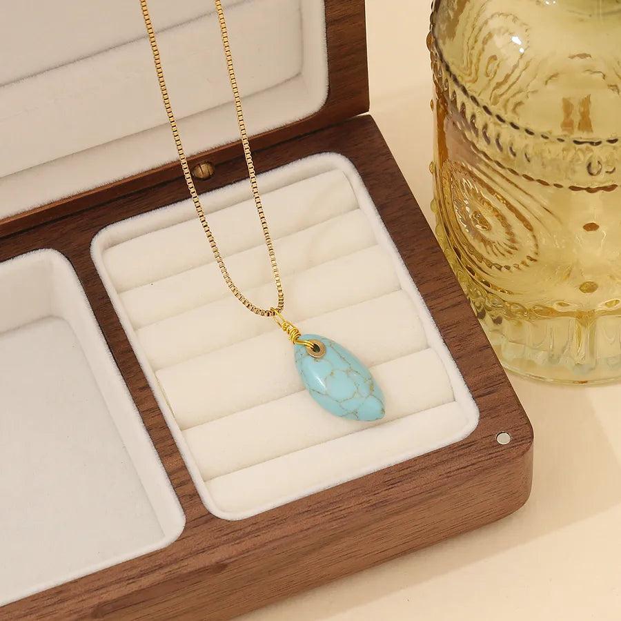 Simple Style Commute Oval 304 Stainless Steel 18K Gold Plated Plating Pendant Necklace