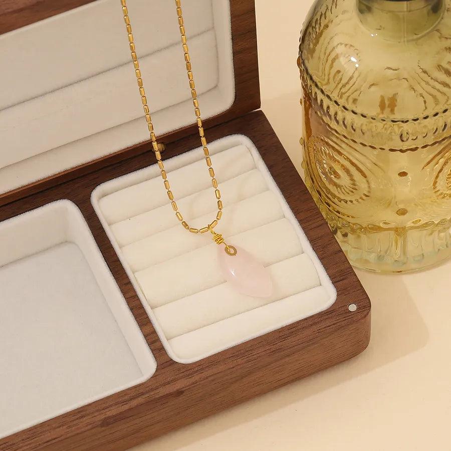 Simple Style Commute Oval 304 Stainless Steel 18K Gold Plated Plating Pendant Necklace