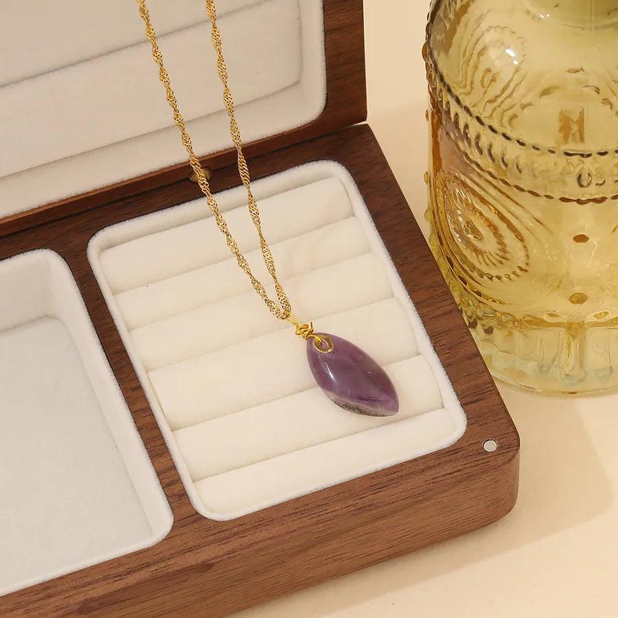 Simple Style Commute Oval 304 Stainless Steel 18K Gold Plated Plating Pendant Necklace