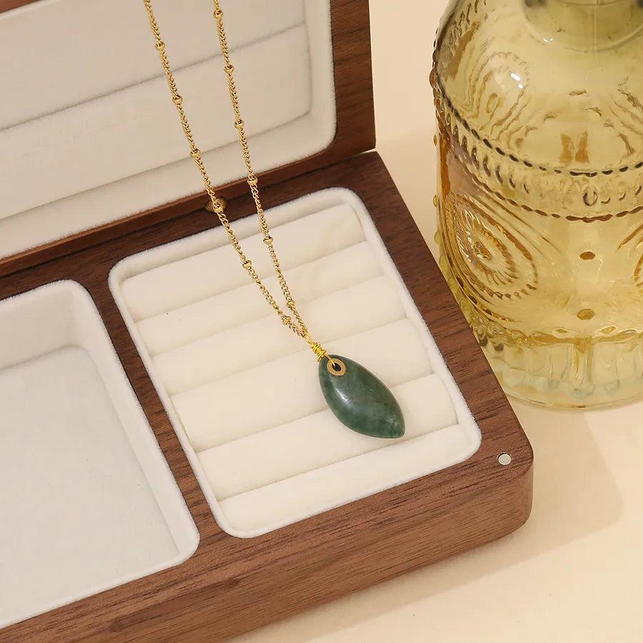 Simple Style Commute Oval 304 Stainless Steel 18K Gold Plated Plating Pendant Necklace