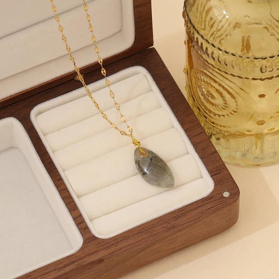 Simple Style Commute Oval 304 Stainless Steel 18K Gold Plated Plating Pendant Necklace