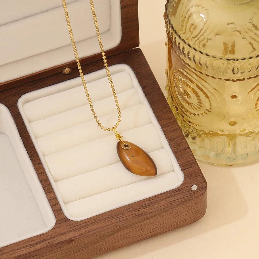 Simple Style Commute Oval 304 Stainless Steel 18K Gold Plated Plating Pendant Necklace