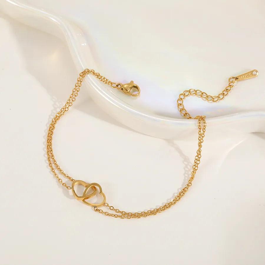 Simple Style Heart 304 Stainless Steel 18K Gold Plated Plating Necklace