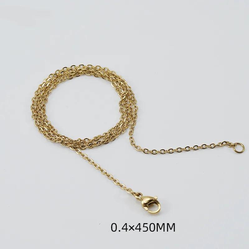 Simple Style Solid Color 304 Stainless Steel Titanium Steel 18K Gold Plated Chain Stainless Steel Necklaces