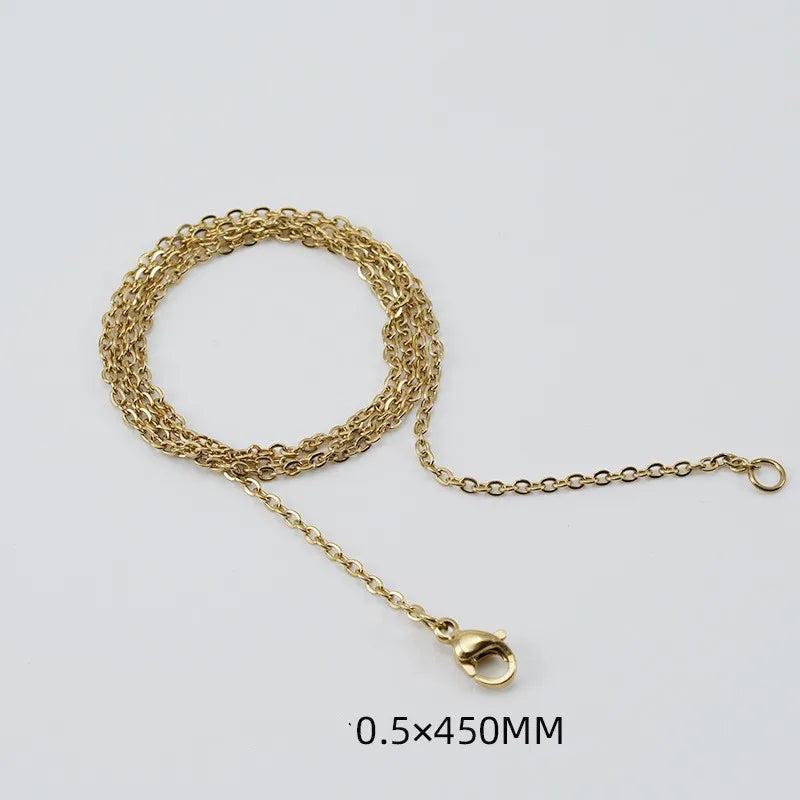 Simple Style Solid Color 304 Stainless Steel Titanium Steel 18K Gold Plated Chain Stainless Steel Necklaces