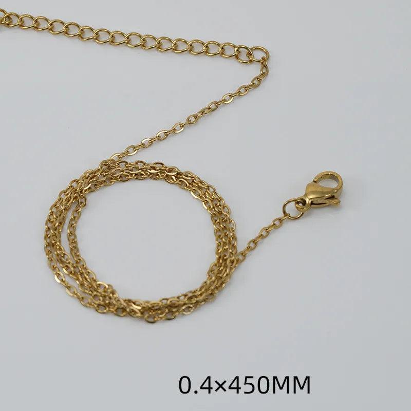Simple Style Solid Color 304 Stainless Steel Titanium Steel 18K Gold Plated Chain Stainless Steel Necklaces