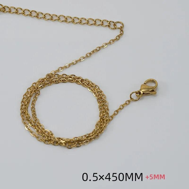 Simple Style Solid Color 304 Stainless Steel Titanium Steel 18K Gold Plated Chain Stainless Steel Necklaces