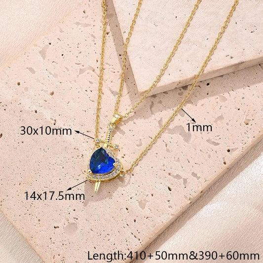Heart Chain Pendant Gold Stainless Steel Necklace