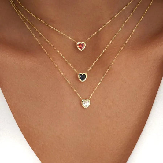 Heart Chain Pendant Stainless Steel Necklace