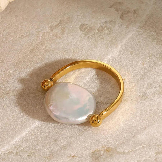 Pearl Gold Stainless Steel Ring