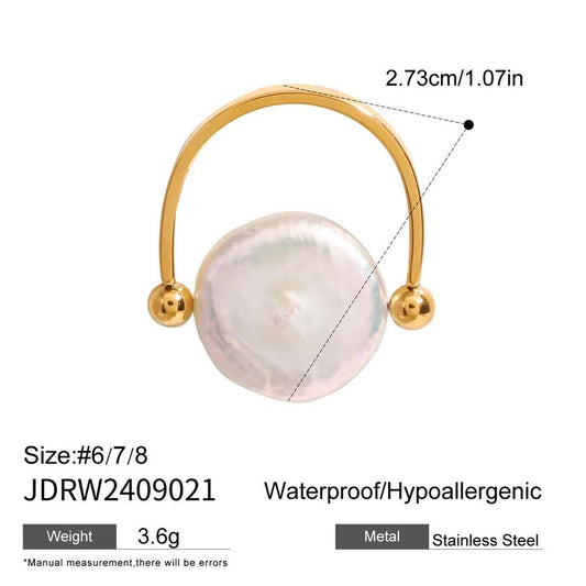 Pearl Gold Stainless Steel Ring