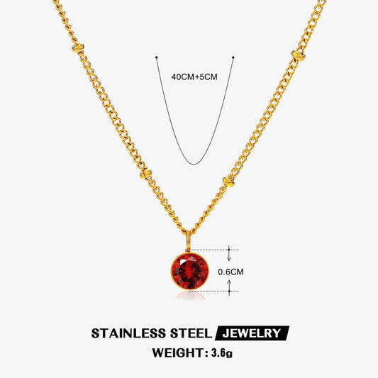 Pendant Gold Stainless Steel Necklace birthstones