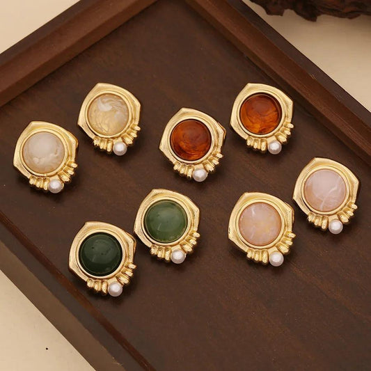 Stud Pearl Gold Stainless Steel Jewelry